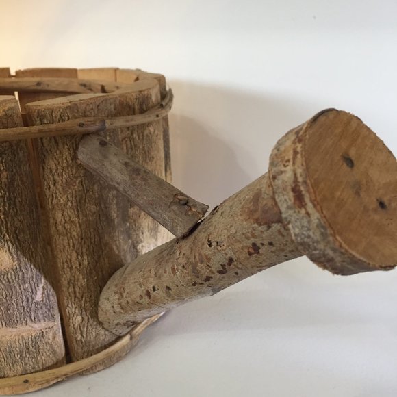 Planter Wood Natural Watering Can Shape - Picture 3 of 12